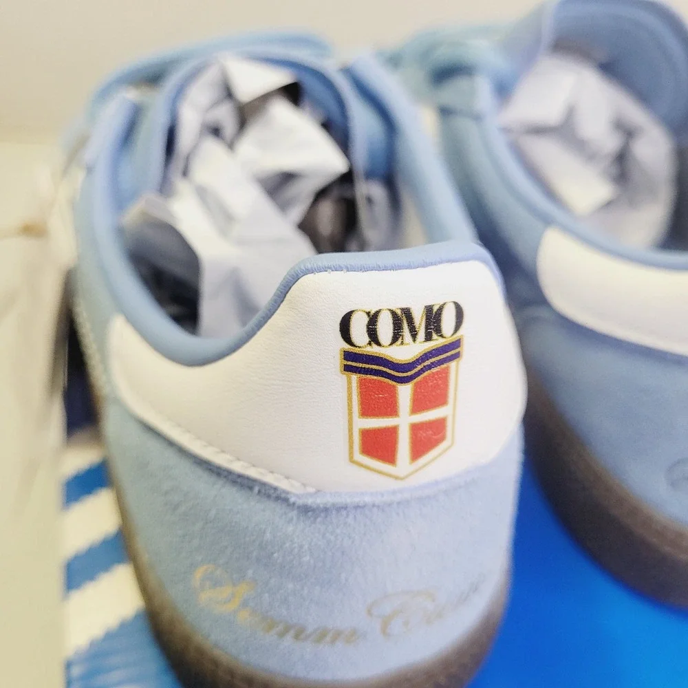 adidas Unisex Handball Spezial Sneaker Size 6 Light Blue White Suede Como